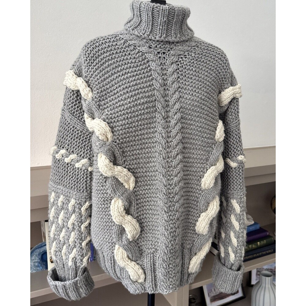 The Knotty Ones Barbora Turtleneck Sweater Womens M Dove Grey Wool Handmade $528 - Picture 8 of 8